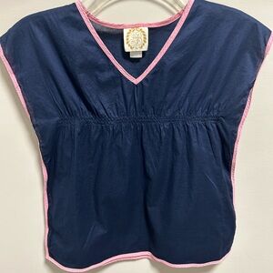 The Beaufort Bonnet Company Navy and Pink Kids Swim Coverup